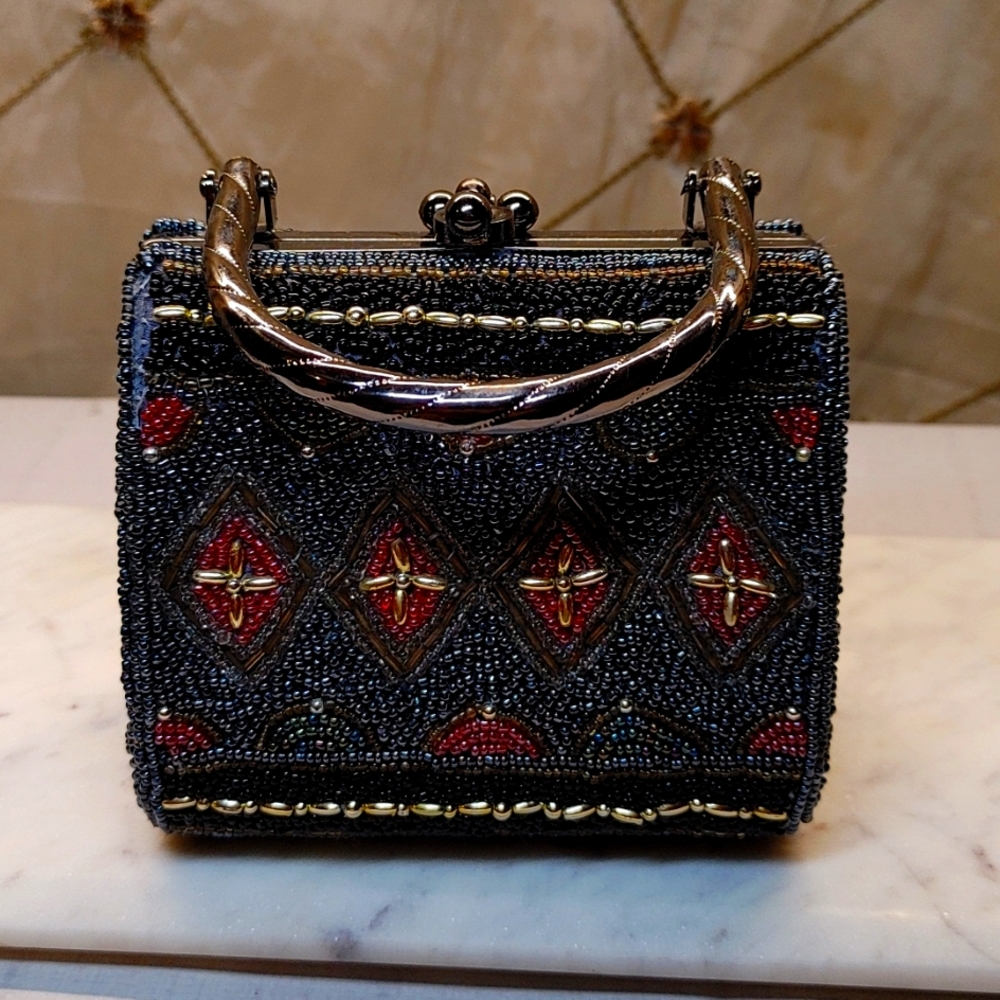 Beaded Evening Bag Handcrafted  Beaded Evening Bag with Glass Beads. Clutch size